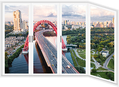 Г-обр. балкон - Холодное остекление